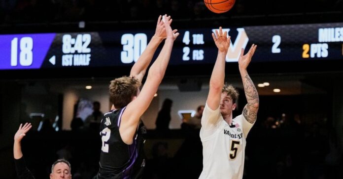 Nickel has career-high 30 points as No. 15 Vanderbilt beats Central Arkansas 83-72 to move to 10-0