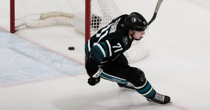 Celebrini’s spin-o-rama goal helps him become fastest Sharks player to 50 points