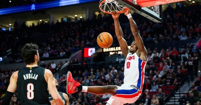 Duren scores 26 and Pistons beat Trail Blazers 110-102 after blowing 21-point lead