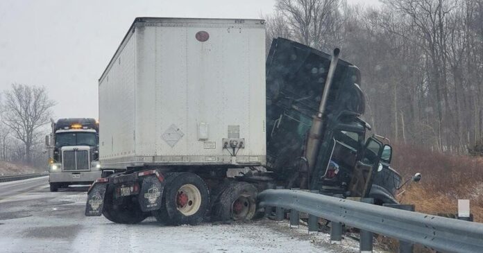 Part of Hwy. 6 near Hamilton airport closed after transport truck crashes, spills fuel: OPP