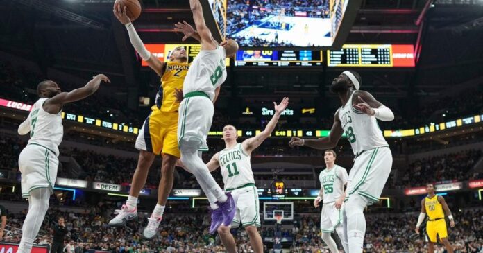 Jaylen Brown scores 30 points and the Celtics make 20 3-pointers to beat the Pacers 140-122