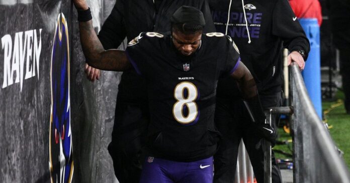 Ravens’ Lamar Jackson absent from practice Wednesday following last weekend’s back injury