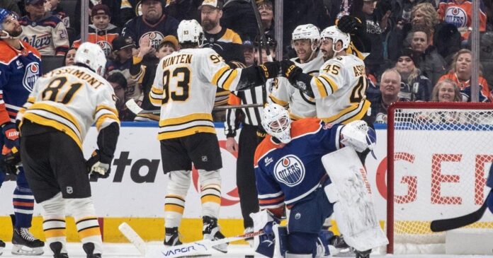 Pastrnak’s three-point effort leads Bruins to 6-2 victory over Oilers