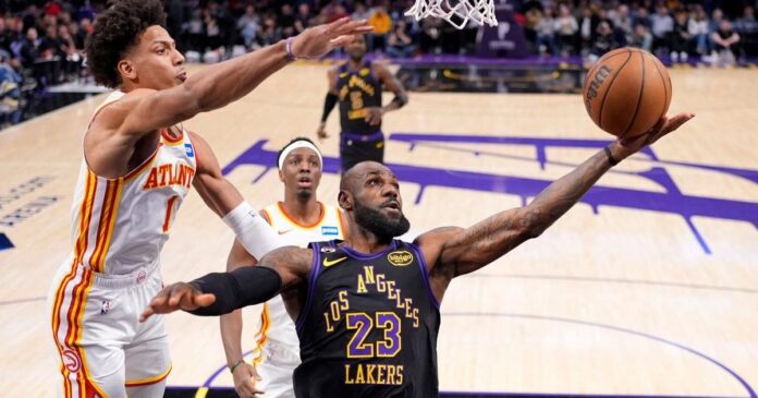 LeBron barely misses triple-double, Luka adds 27 in Lakers’ skid-snapping 141-116 win over Hawks
